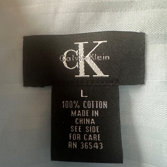 Calvin Klein  Men's Long Sleeve Cotton Light Blue Striped Size L. Shirt. NEW. - Picture 3 of 13